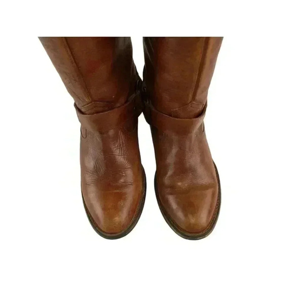 Distressed Diego Di Lucca Womens Biker Boots Brown Leather Zipper Size 8 EE - Picture 6 of 13